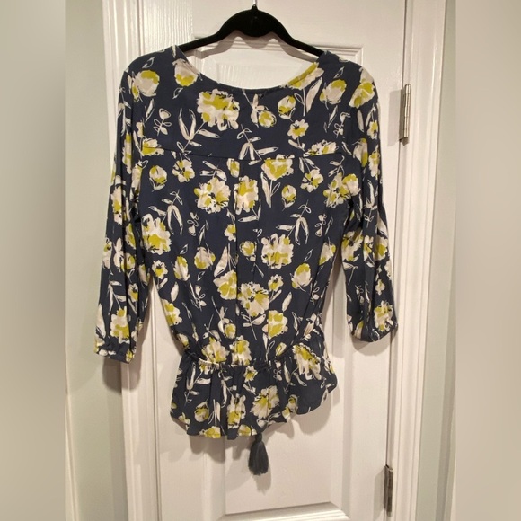 NWT C&C California Size S 3/4 Sleeve Ruffle Waist Lace Button Floral Peasant Top - Picture 9 of 12